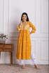 Fizaa Chikankari Kurti for Women With Pocket - Mustard
